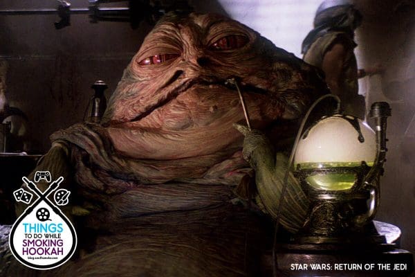 Star Wars Jabba the Hutt smoking hookah.