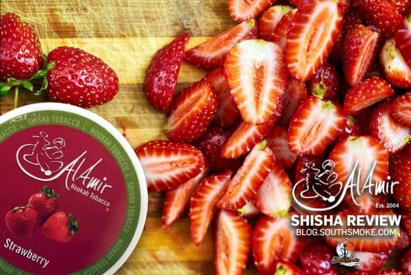 Fresh cut strawberries and Al-Amir Strawberry Flavored Tobacco