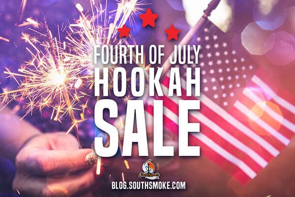 ourth of July Hookah Sale at SouthSmoke.com. Sparklers and American flag.