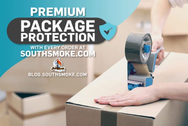 Person taping box. Premium Package Protection