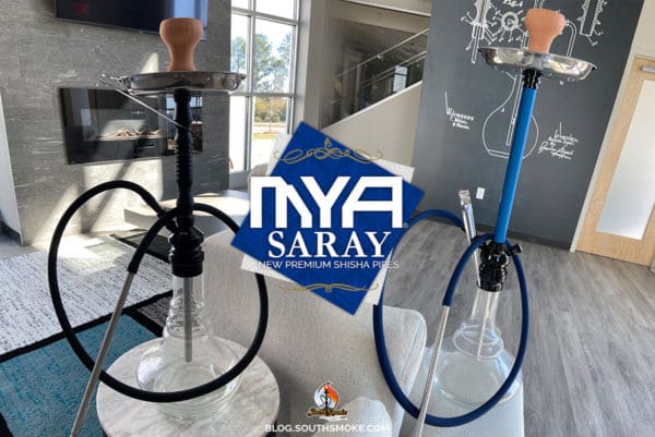 Mya Saray Cosmo 148 and Intenso 147 Hookahs in bright living room space