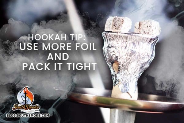 hookah bowl with foil and smoking charcoals on top