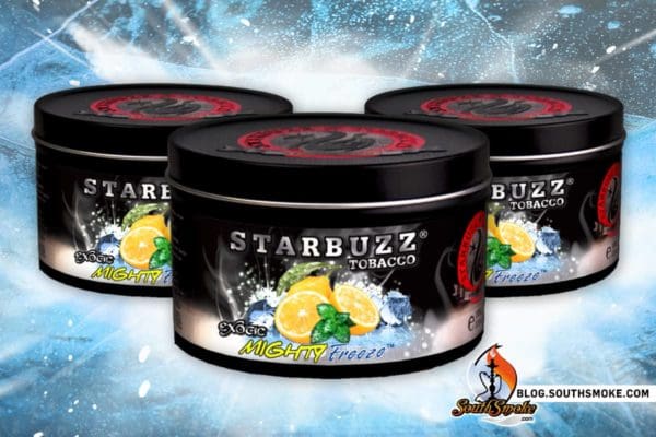 Starbuzz Mighty Freeze Hookah Tobacco in Icy Smoky Background 