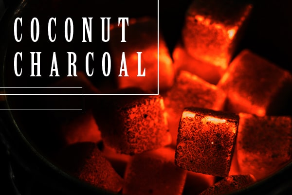 ARKA coconut charcoal glowing red hot coals