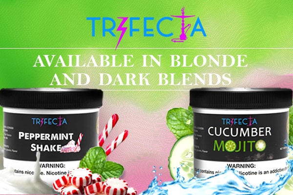 Trifecta tobacco dark and blonde blends peppermint shake and cucumber mojito flavors
